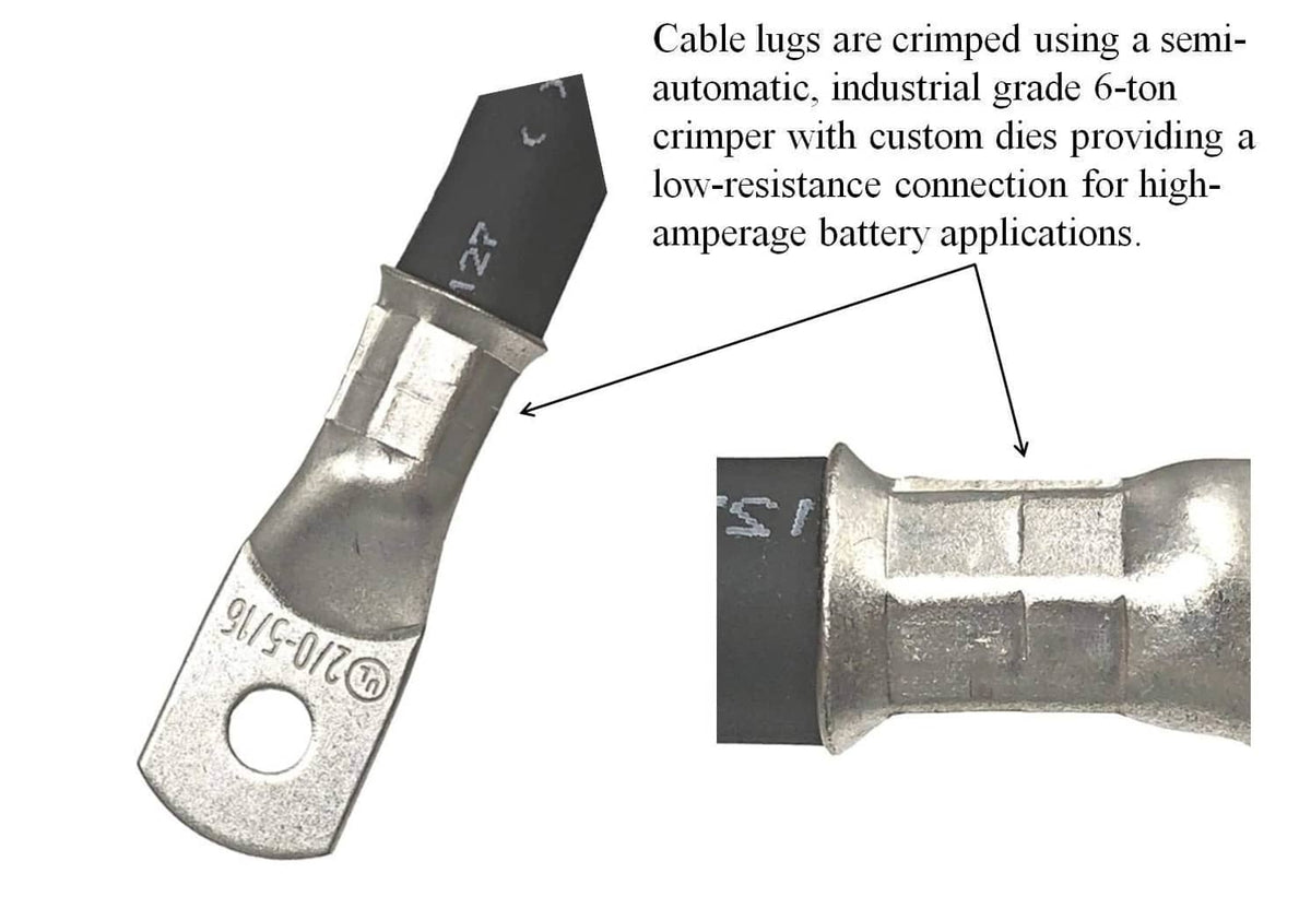 Crimped battery cable lug connector with metal terminal and insulated end