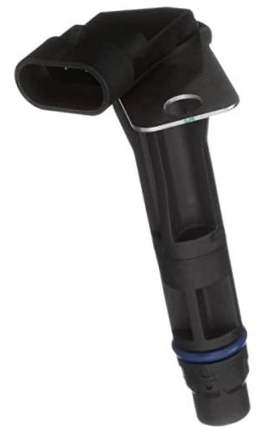 Black engine camshaft position sensor with oval electrical connector