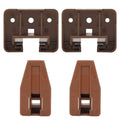 Brown plastic drawer slide guides and tracks, two-piece set with mounting clips
