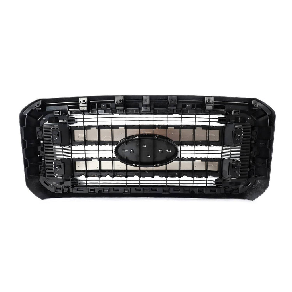 Front upper grille back side with black mounting frame and oval connector plate