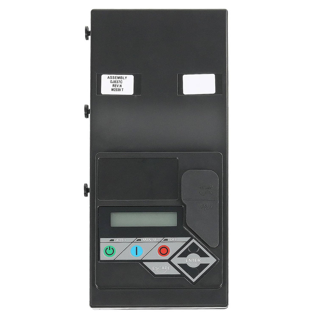 Black generator standby controller assembly with display and control buttons