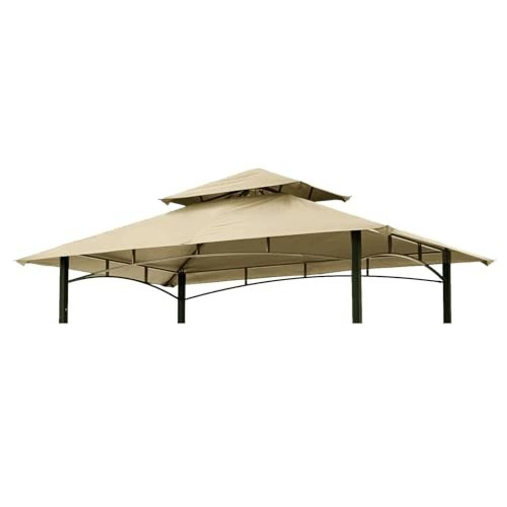 Beige grill gazebo replacement canopy with slanted roof and open steel frame