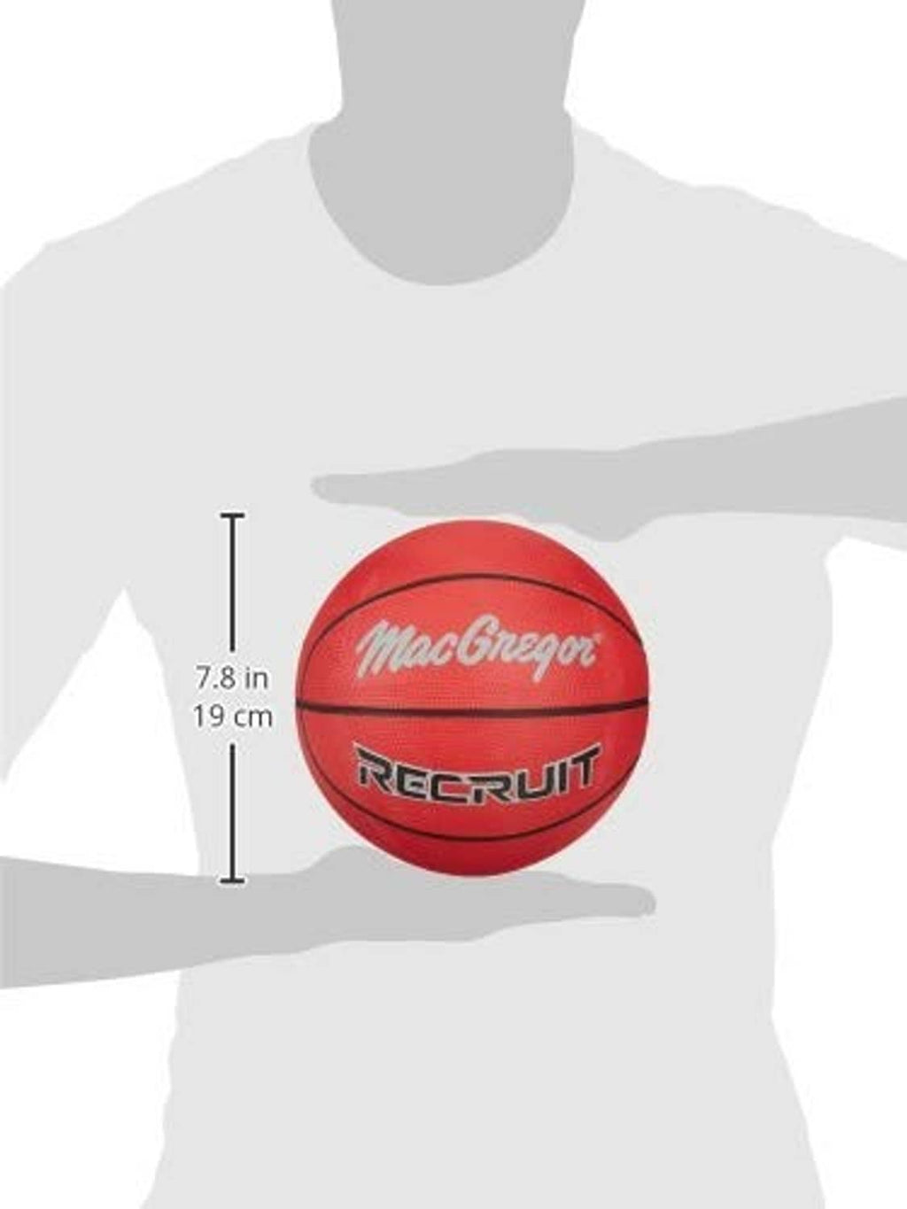 Red kids rubber Recruit basketball, 7.8 in (19 cm), with logo patch.
