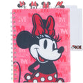 Minnie Mouse spiral bound notebook with pink vinyl cover and large character illustration.