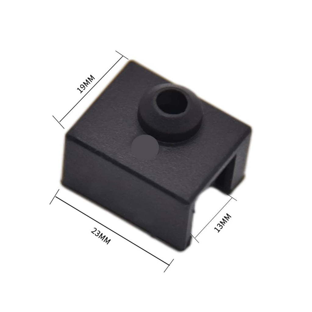 Black silicone heating block cover with central hole and side cutout, small size