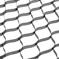Black perforated HDPE geocell grid with interlocking cells.