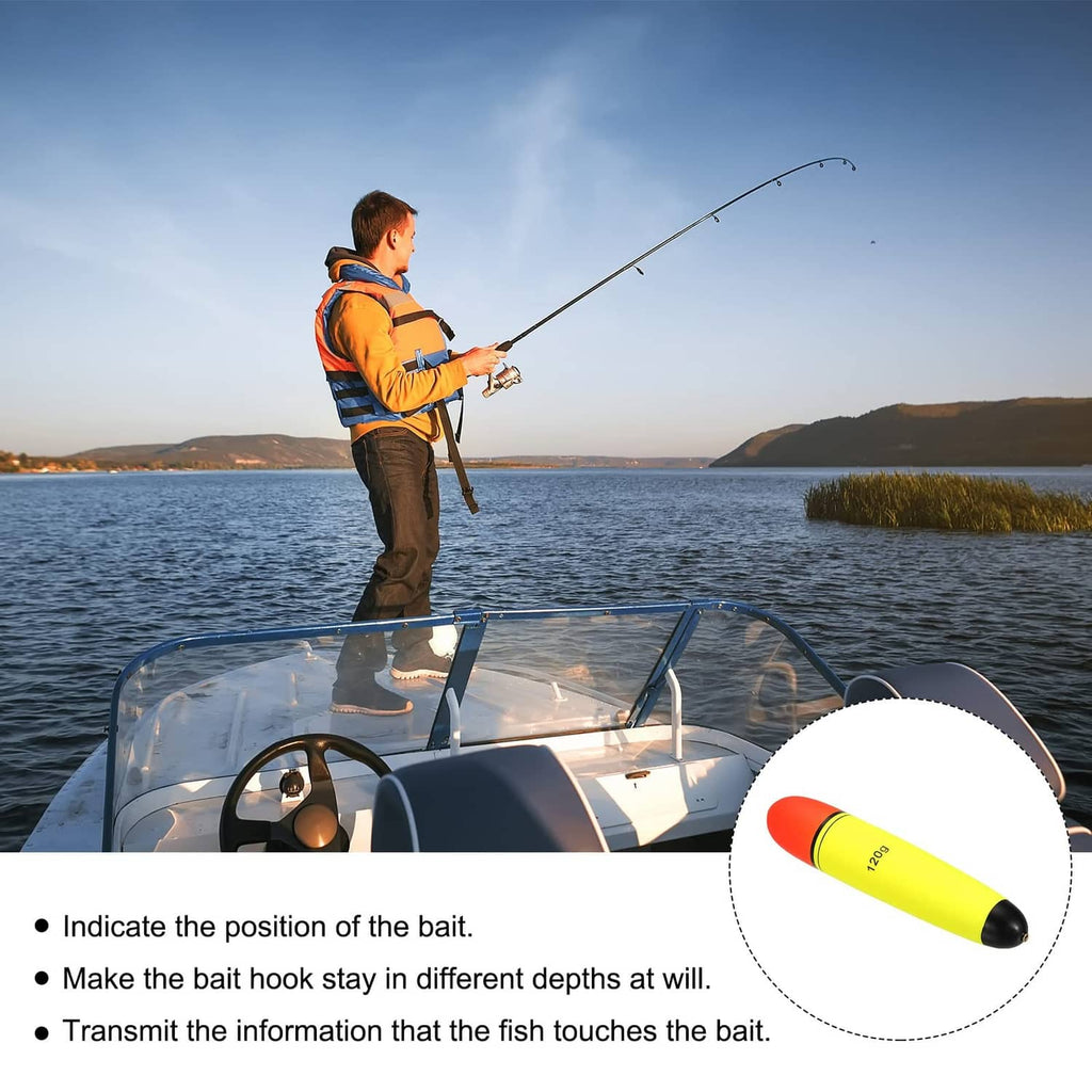 120g slip bobber inset, red top and yellow body with black base
