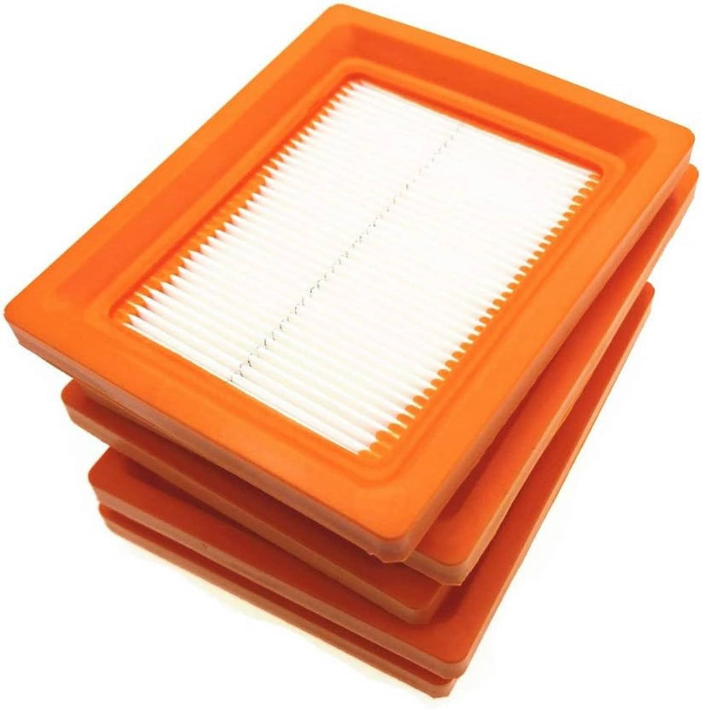 Set of 5 small air filters showing orange housing and white pleated filter element.
