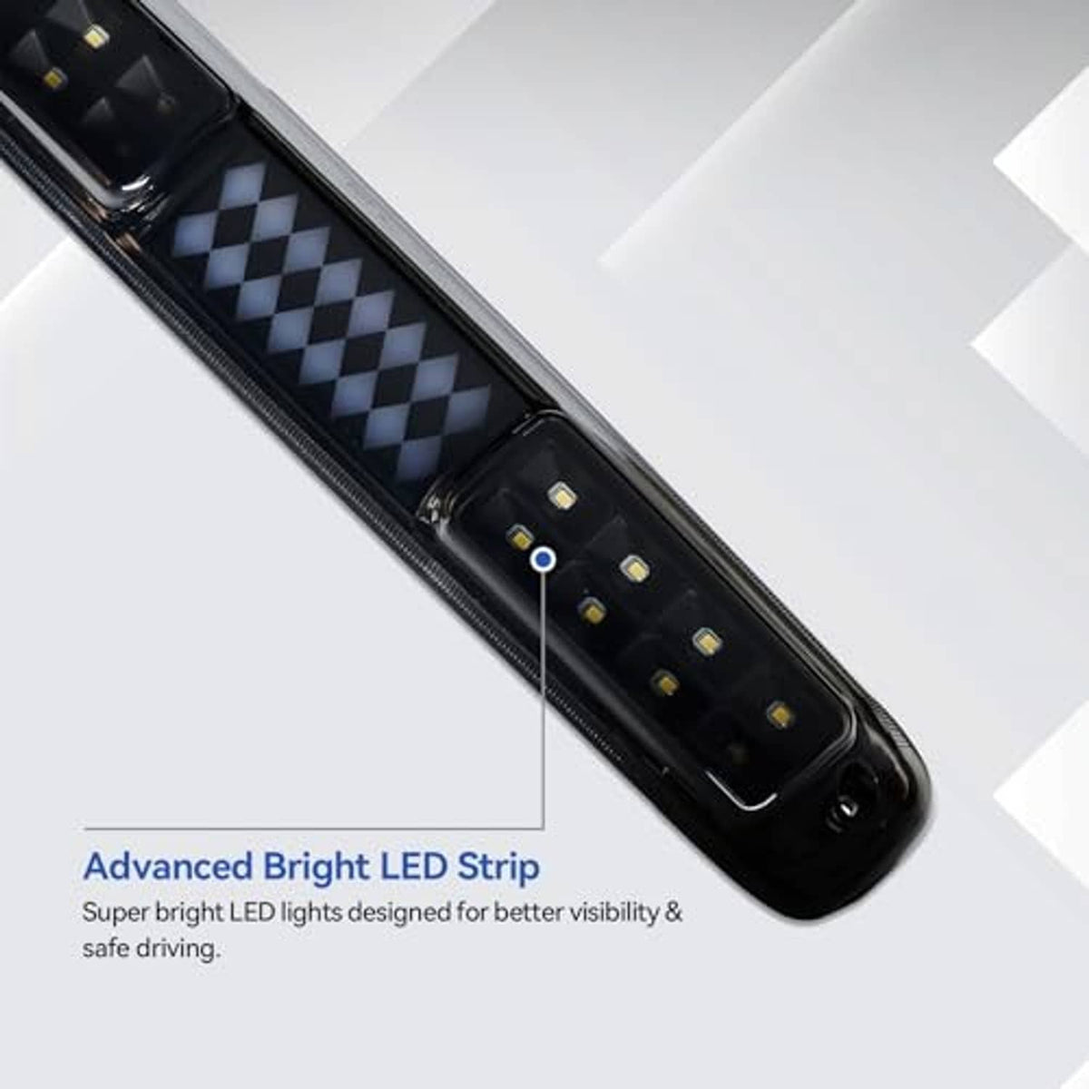Third brake light LED bar with checkered center lens and small amber LED markers