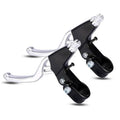 Pair bicycle brake levers with silver aluminum arms and black rubber handles, 2-piece set