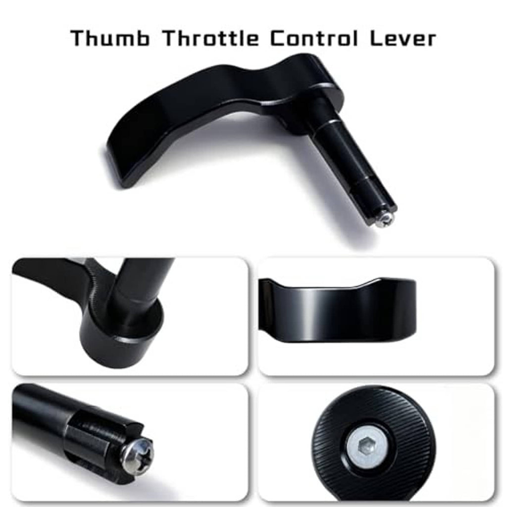 Black thumb throttle control lever with hex bolt and textured grip end