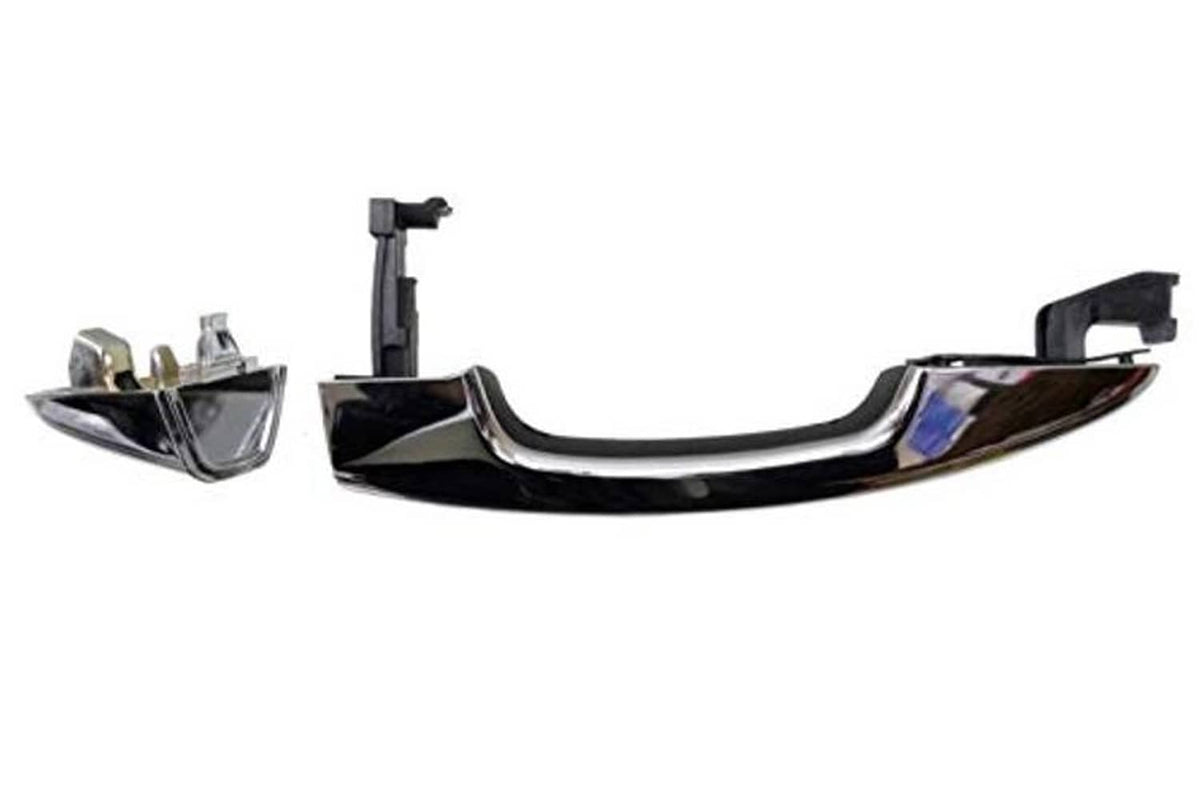 Chrome door handle assembly with mounting bracket and dark pull insert