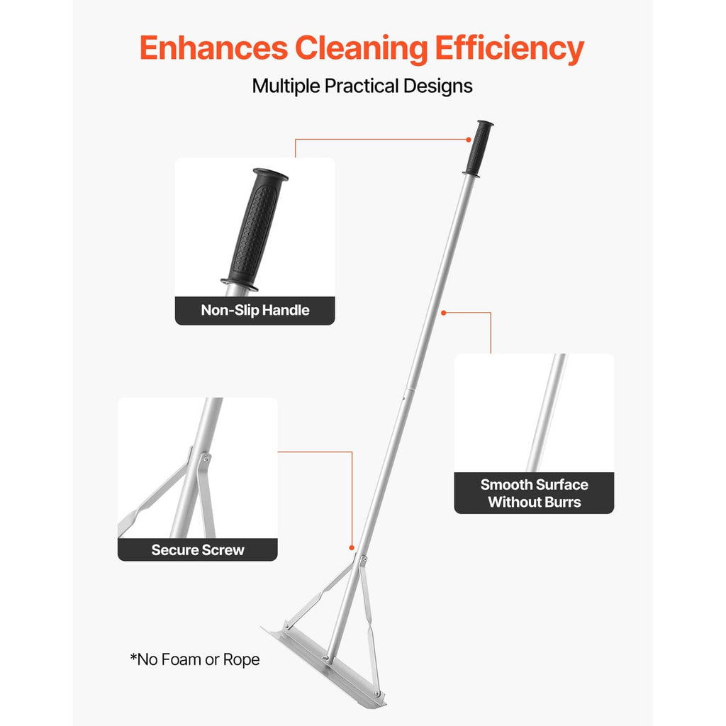 Aluminum rake with non-slip grip handle and smooth head surface