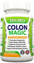 Dr.BO Colon Magic colon detox supplement bottle with green-and-orange front label