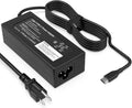 Black 65W USB-C laptop charger with detachable AC plug and USB-C cable