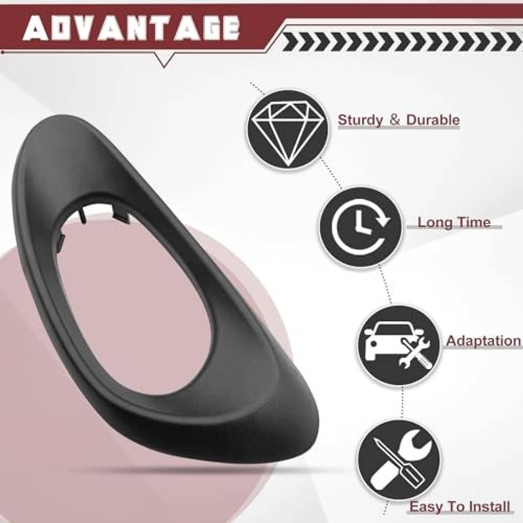 Left interior door handle trim bezel cover, black oval frame for easy installation