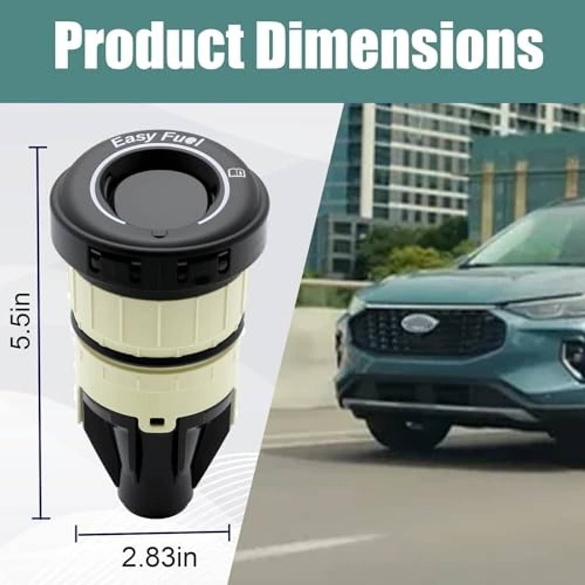 Fuel tank cap without cover, black top with beige sleeve and round fuel opening