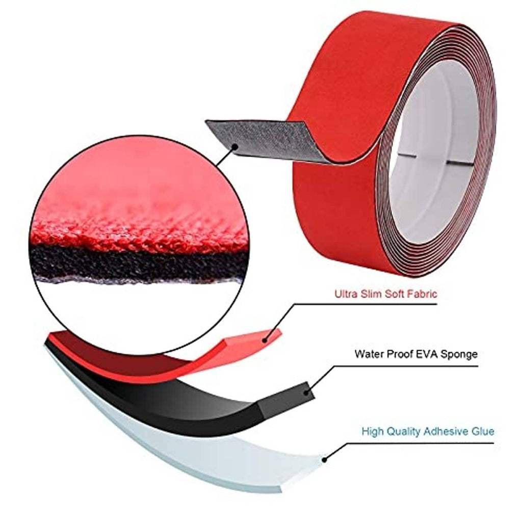 Red felt adhesive squeegee roll with close-up fabric texture inset