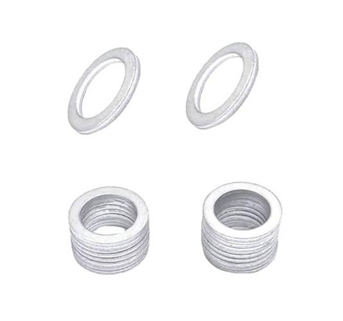 Aluminum drain plug crush washer gasket, silver ring with ridged inner surface