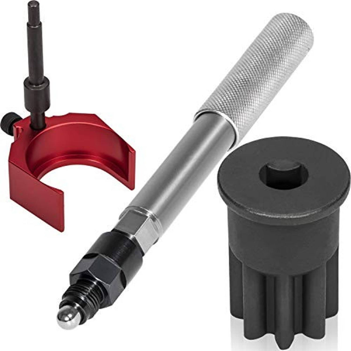 Automatic timing pin kit with red gauge, silver pin, and black socket tool