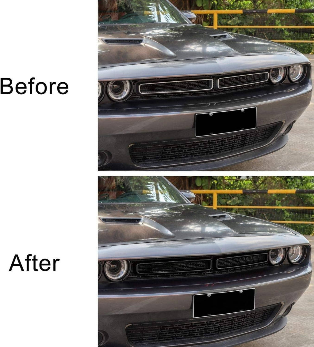 Black grille trim bars installed on front bumper grille opening