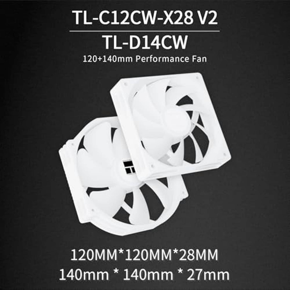 White dual-fan CPU air cooler with two square fan housings and ARGB style