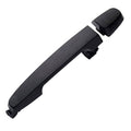 Rear exterior door handle, dark gray/black plastic with integrated grip and latch cover