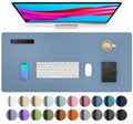 Denim blue desk pad protector, large size, smooth PU leather surface for keyboard use