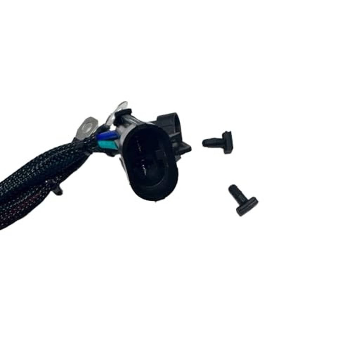 Tilt trim relay switch connector with black round socket and attached wire harness