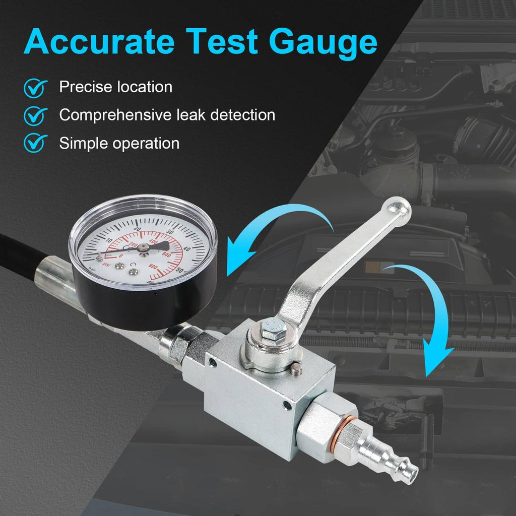 High pressure IPR air test tool gauge with metal valve body and lever handle