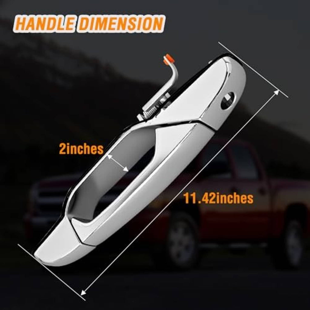 Exterior door handle size diagram showing 11.42-inch length and 2-inch width