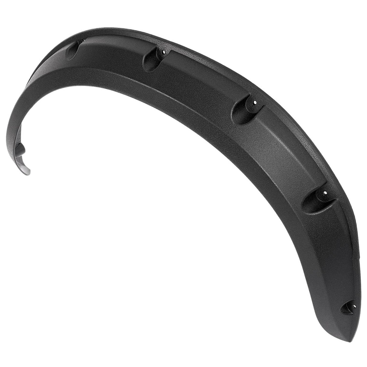 Black curved fender flare with top tabs and side mounting holes