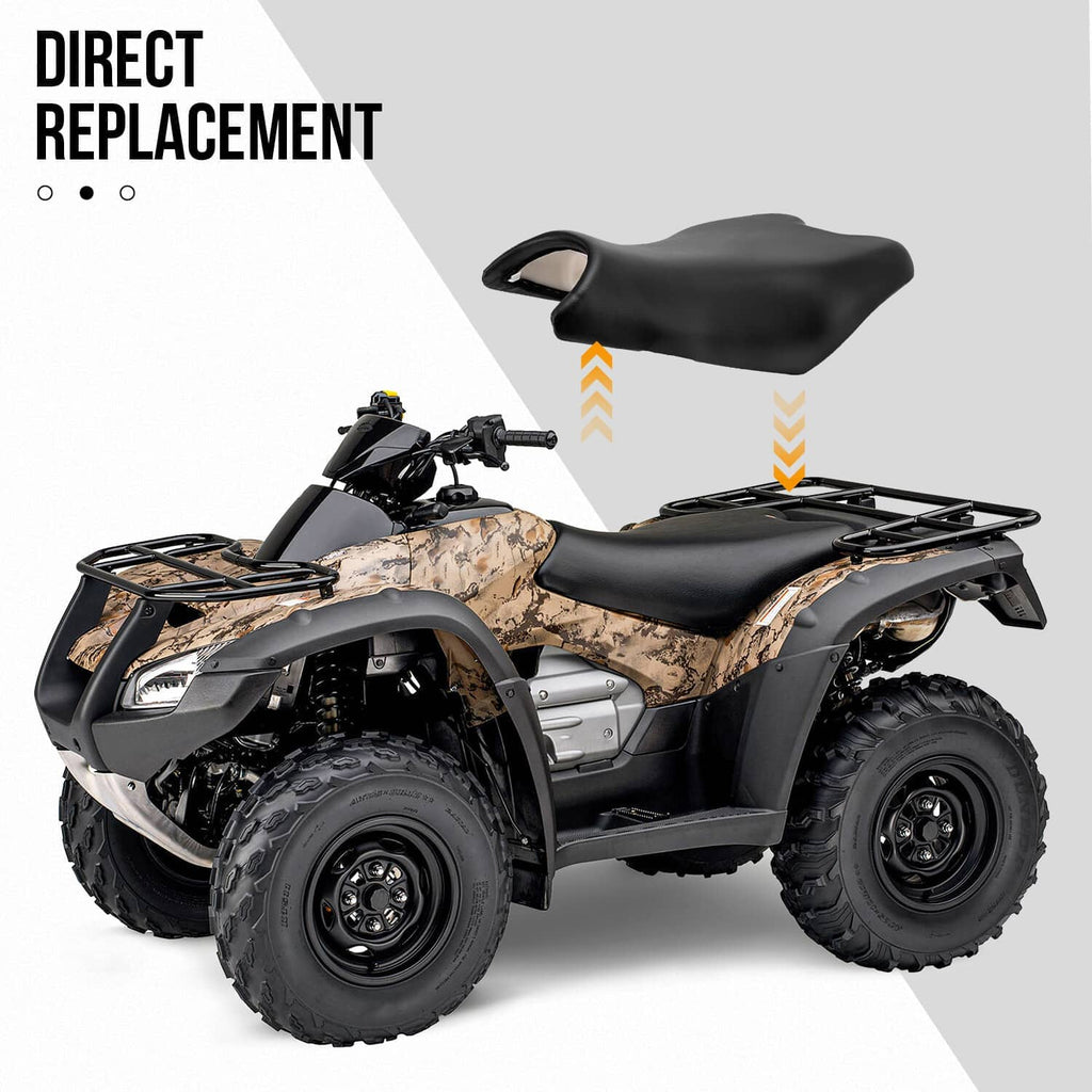 ATV seat replacement, black contoured saddle with grab handle opening