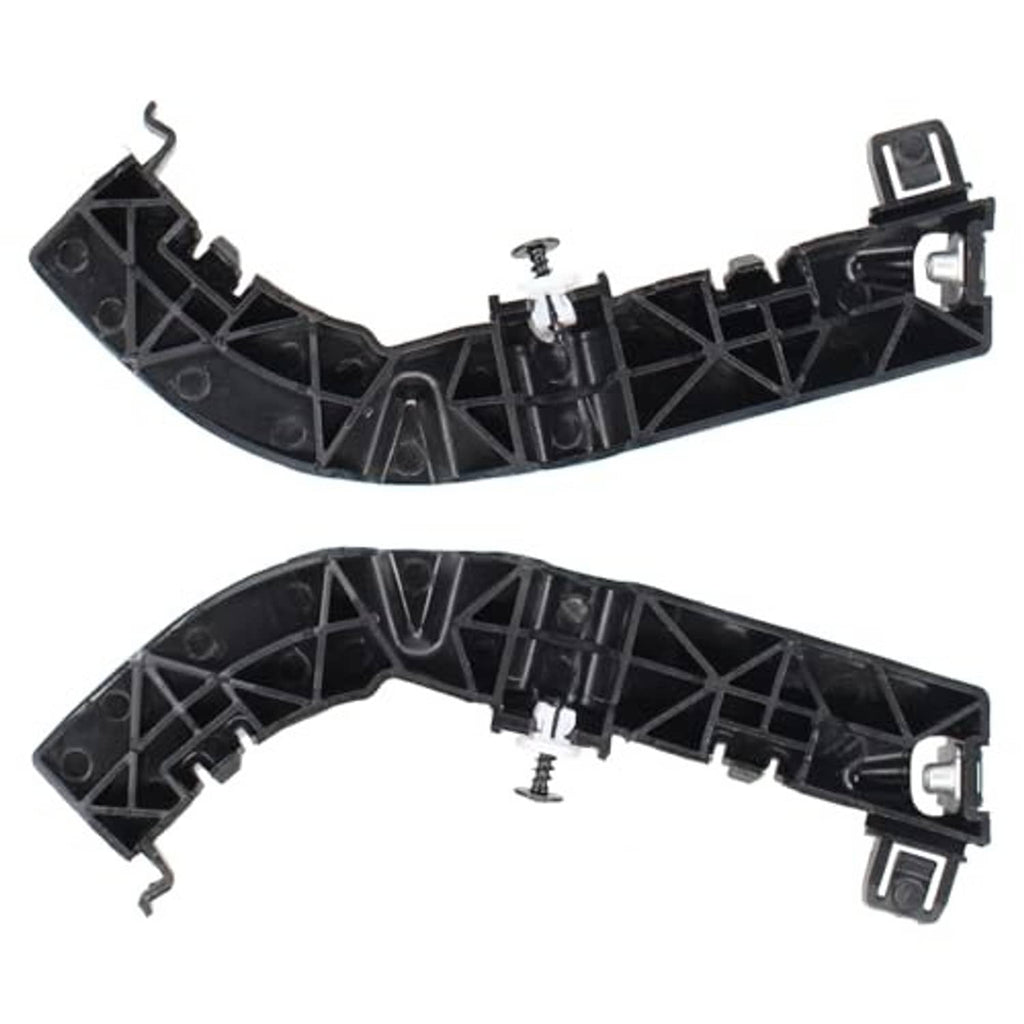Pair of front bumper support brackets, black plastic underside with ribbed structure