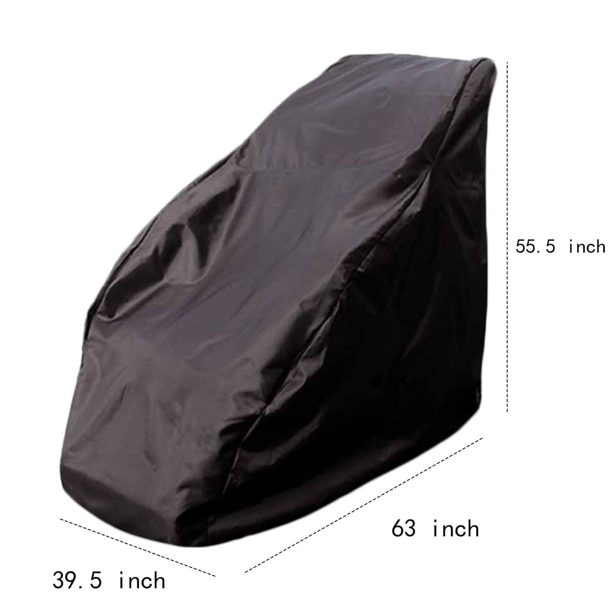 Black massage chair cover in XL size with angled front panel