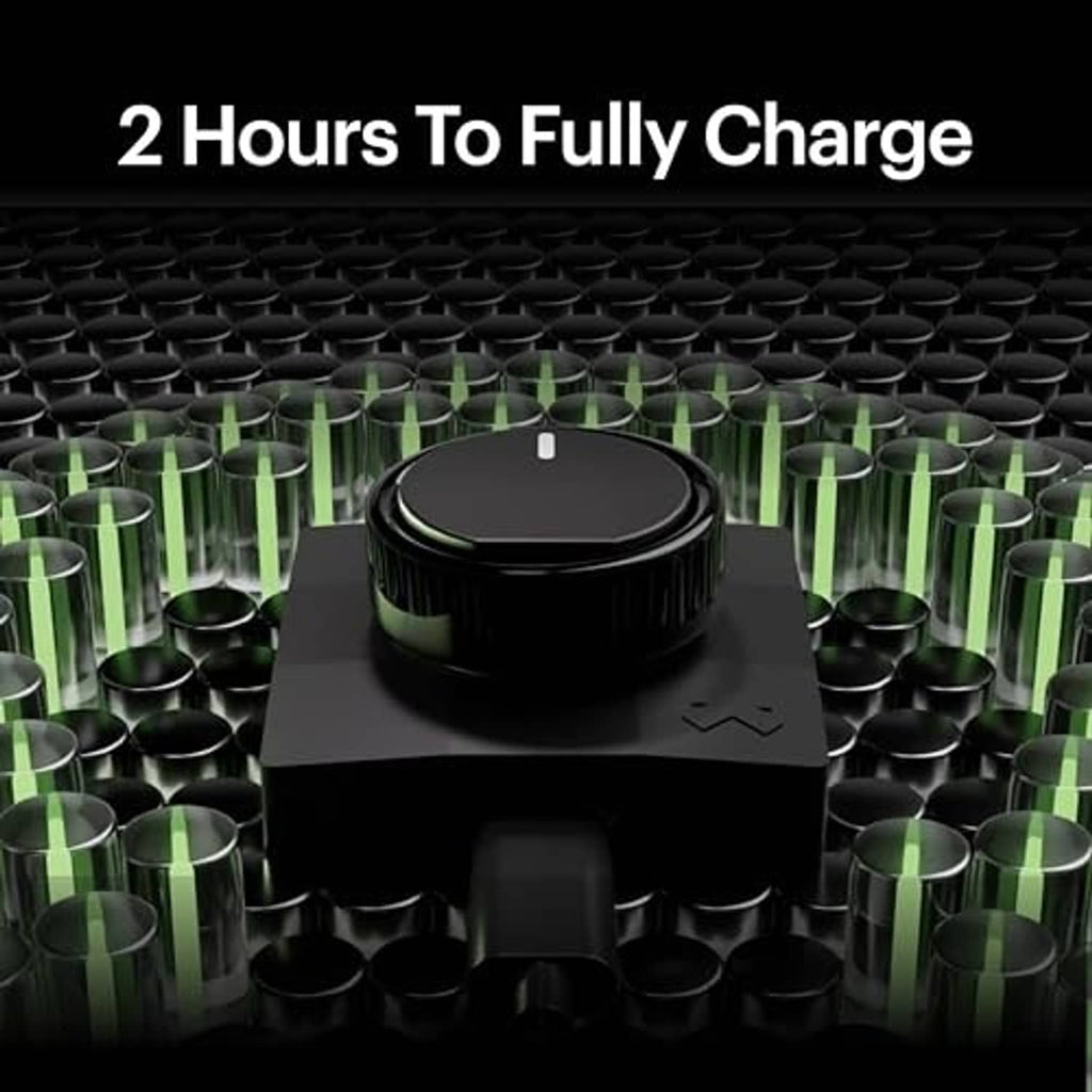 Black ring charger dock with green-lit indicator on circular top