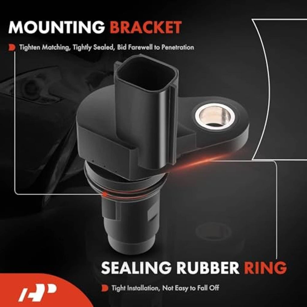 Crankshaft position sensor with mounting bracket and sealing rubber ring detail