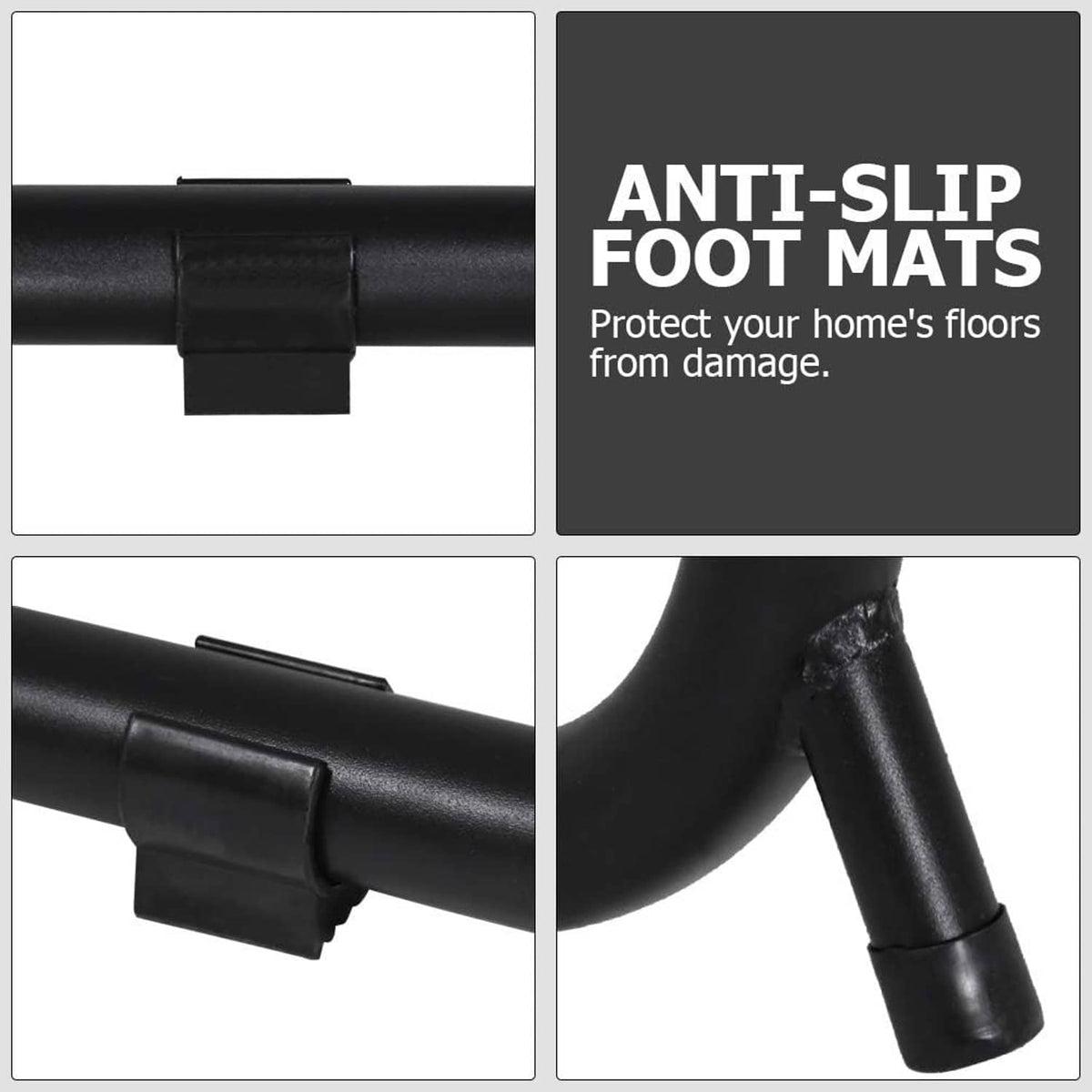 Black hammock chair stand with anti-slip foot pads on the support frame