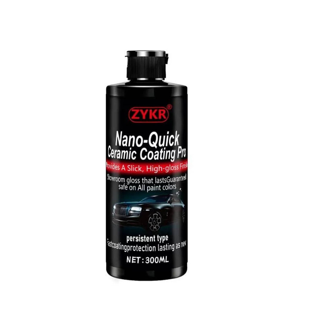 ZYKR Nano-Quick ceramic coating spray wax bottle, black cap, glossy finish text