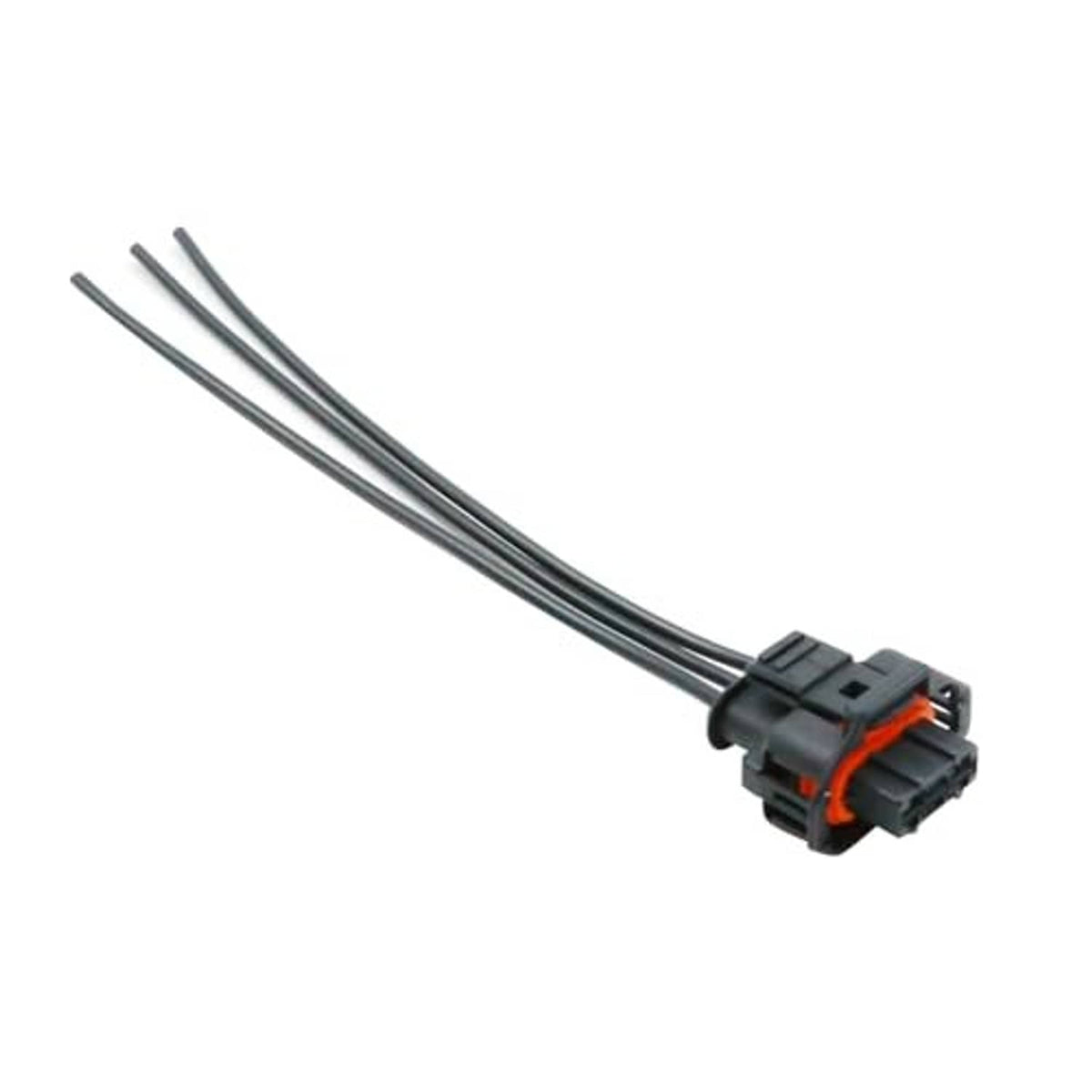 Throttle sensor connector wiring harness, black connector housing with orange seal and two wires