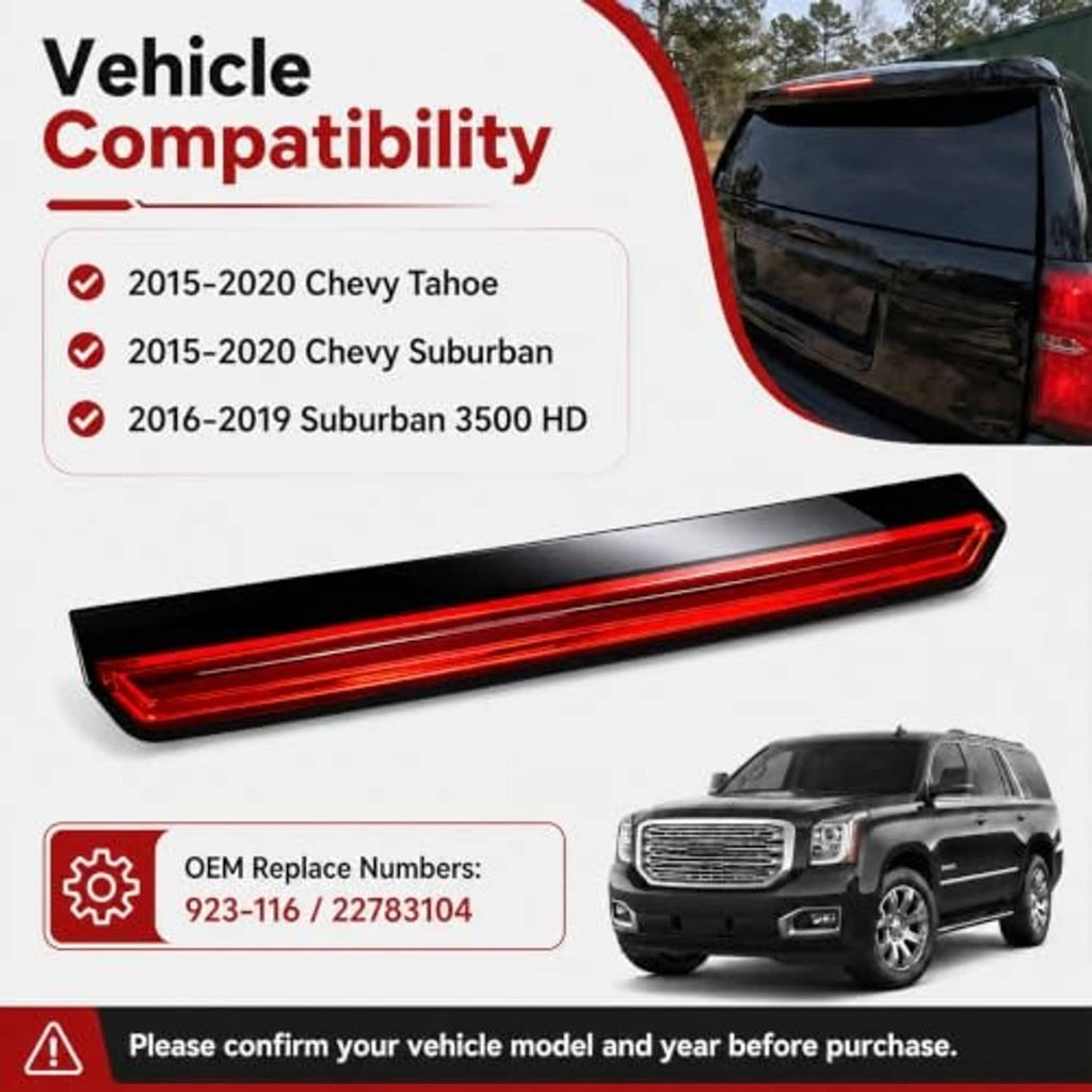 LED 3rd brake light bar with red LED strip and vehicle-fit box insert