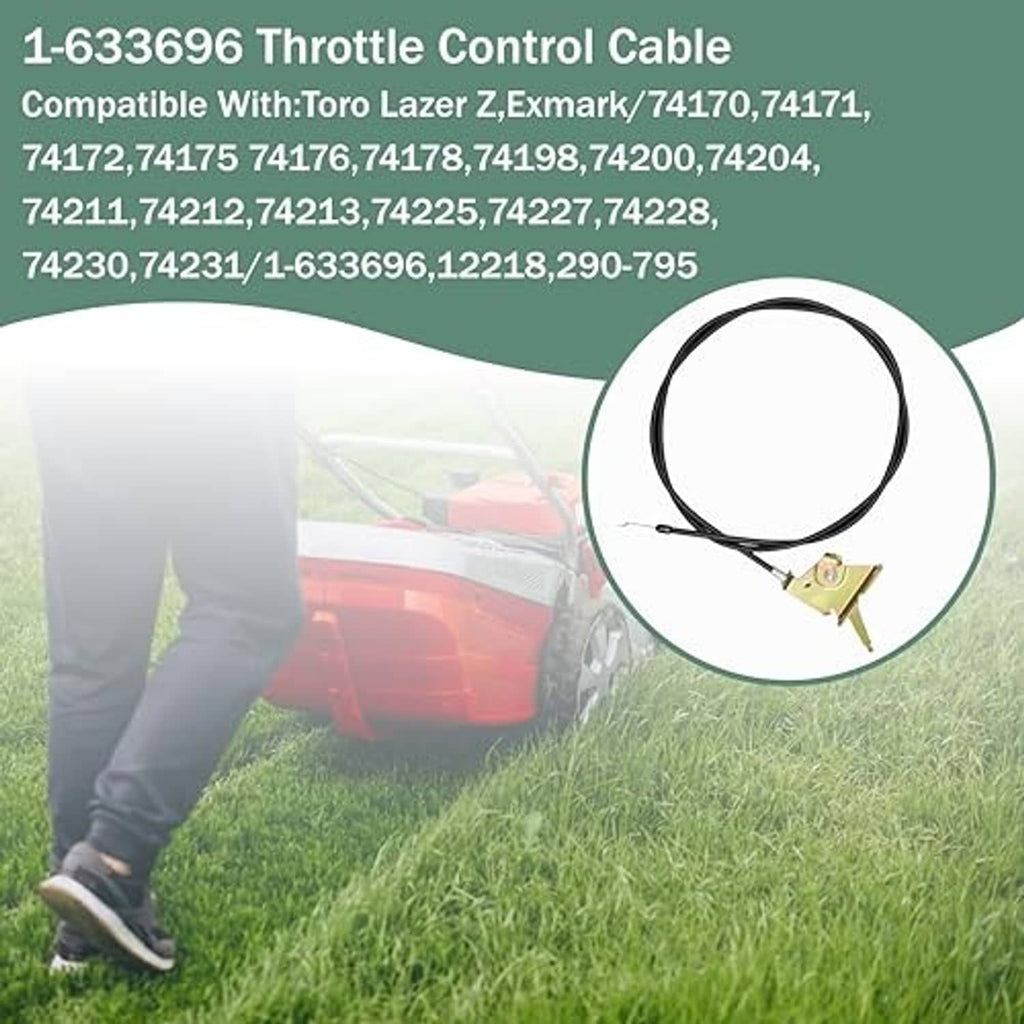 Black throttle control cable with gold mounting bracket and key lever