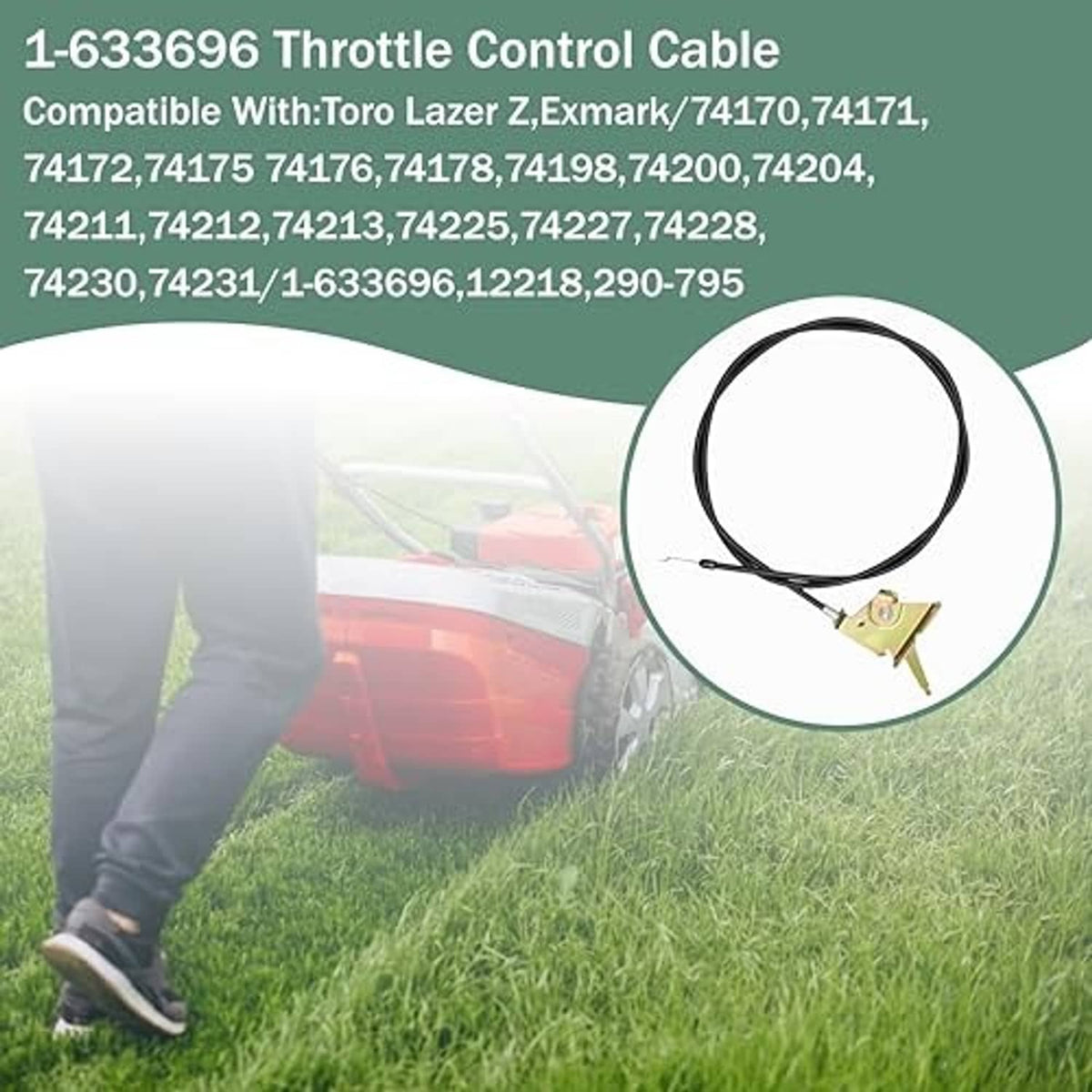 Black throttle control cable with gold mounting bracket and key lever