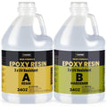 Crystal-clear epoxy resin kit with two labeled A and B bottles, 340oz each