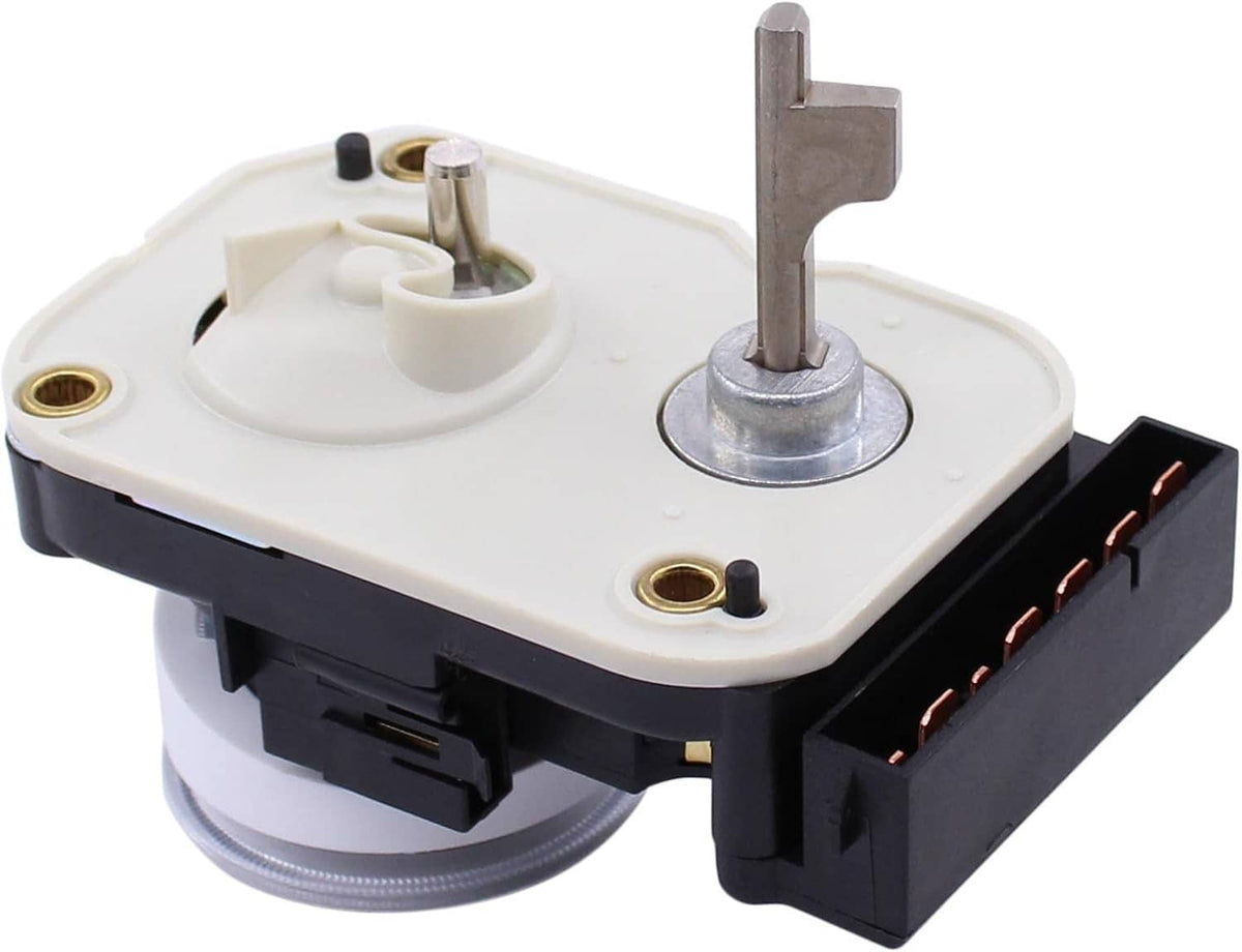 Ignition switch lock cylinder assembly with white cover, key cylinder, and wiring connector