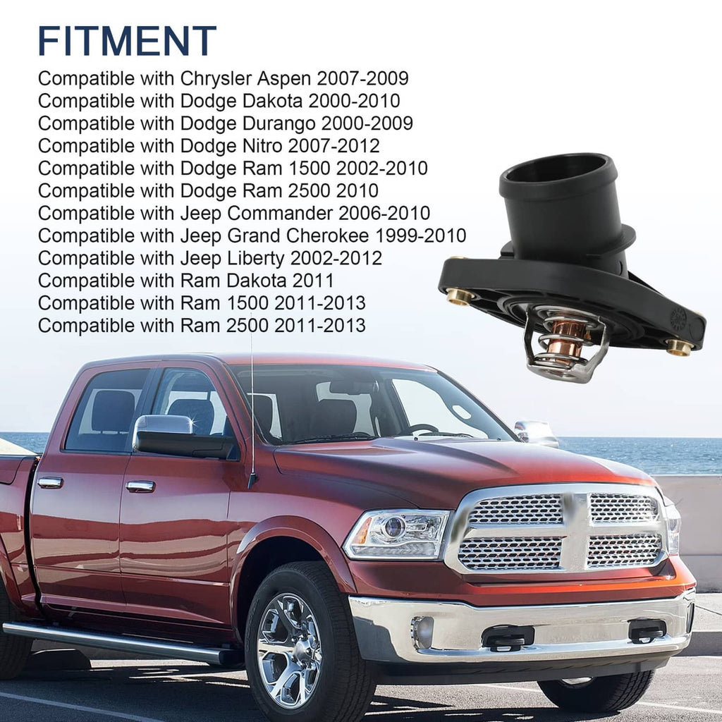 Black thermostat housing with metal valve and spring insert at front mounting flange
