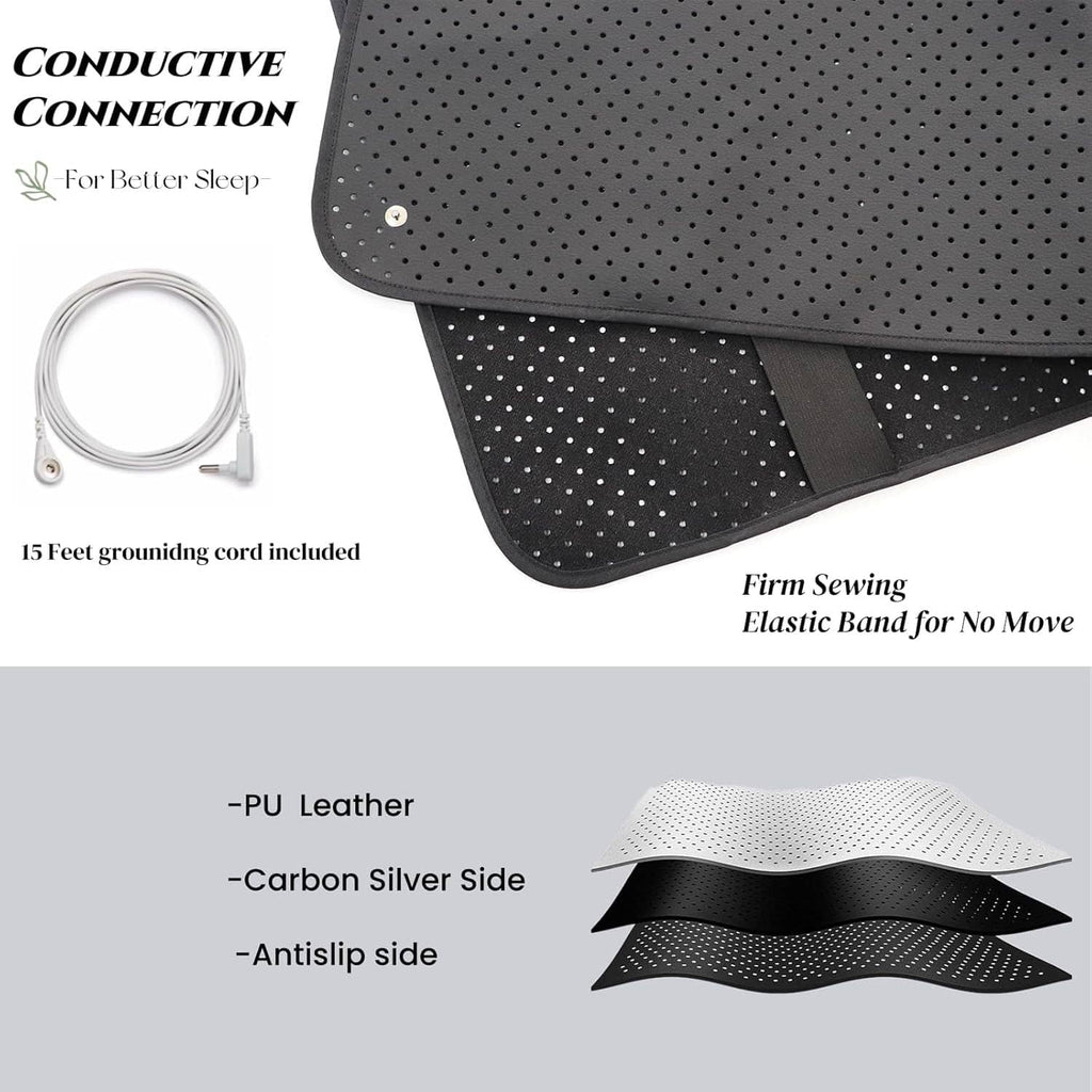 Black perforated grounding mattress cover corner with connection cord and snap