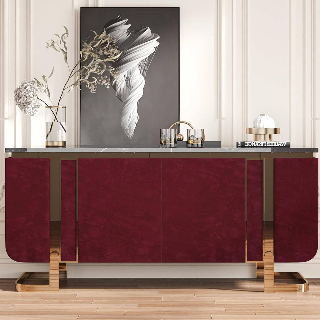Dark red velvet flocking liner sheet covering a drawer front