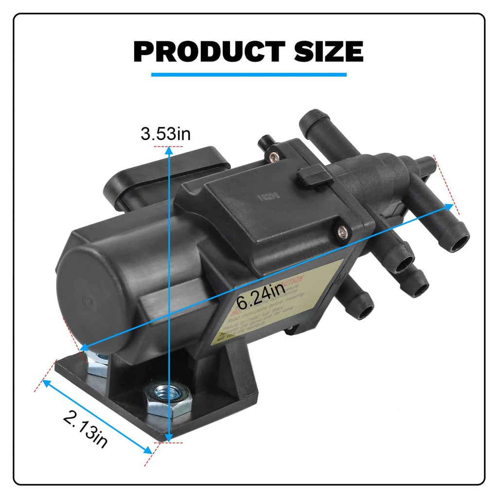 6-port fuel tank selector valve with black plastic body and hose port connections