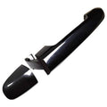 Front right exterior door handle with smooth dark black finish.